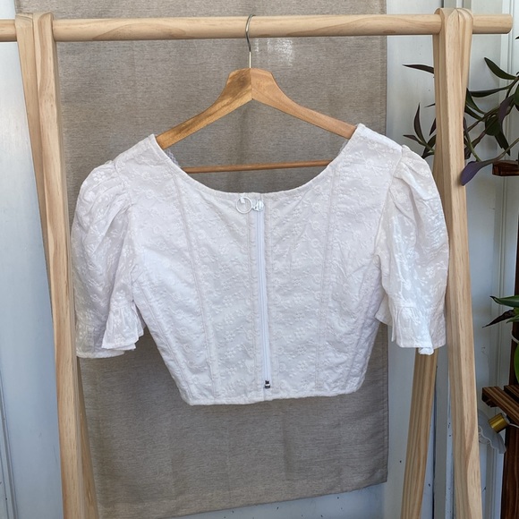 Corset Story White Eyelet Short Sleeve Top - Picture 2 of 16